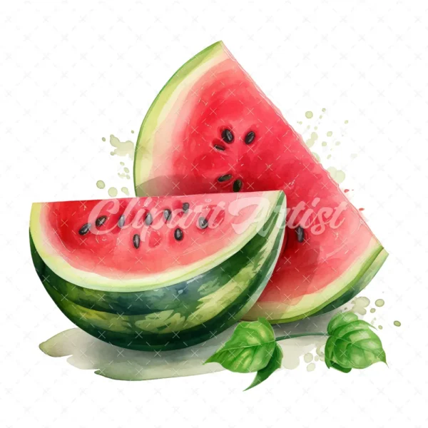 20 High-Quality Watermelon Clipart - Watermelon digital watercolor JPG instant download for commercial use - Digital download
