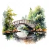 19 High-Quality Bridge on River Clipart - Bridge on river digital watercolor JPG instant download for commercial use - Digital download