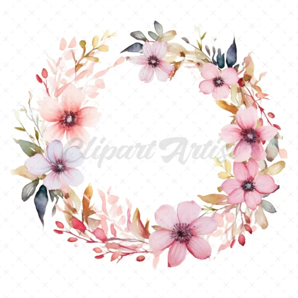 20 High-Quality Floral Wreaths Clipart - Floral Wreath digital watercolor JPG instant download for commercial use - Digital download