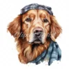 20 High-Quality Golden Retriever with Bandana Clipart - Dogs digital watercolor JPG instant download for commercial use - Digital download