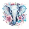 20 High-Quality Floral Cute Elephants Clipart - Cute elephants digital watercolor JPG instant download for commercial use - Digital download