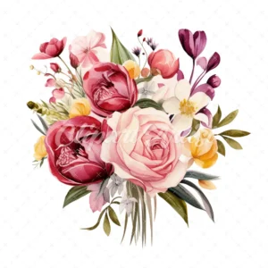 20 High-Quality Flower Bouquet Clipart - Flower bouquet digital watercolor JPG instant download for commercial use - Digital download