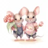 20 High-Quality Mice Holding Tulip Clipart - Mice tulip digital watercolor JPG instant download for commercial use - Digital download