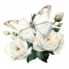 19 High-Quality White Butterfly Rose Clipart -White Butterfly digital watercolor JPG instant download for commercial use - Digital download