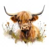19 High-Quality Highland Cow in Grass Clipart - Highland cow digital watercolor JPG instant download for commercial use - Digital download