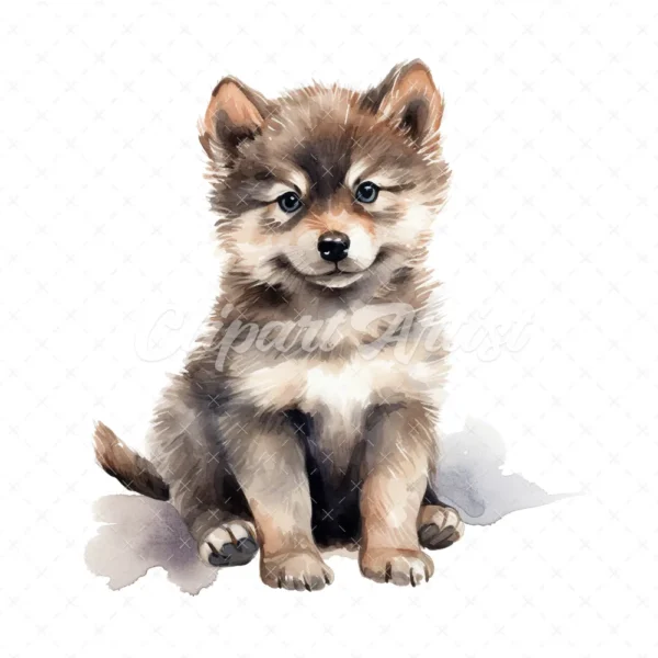 20 High-Quality Fluffy Sitting Dogs Clipart - Fluffy dogs digital watercolor JPG instant download for commercial use - Digital download