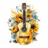 20 High-Quality Sunflowers Guitars Clipart - Sunflowers guitar digital watercolor JPG instant download for commercial use - Digital download