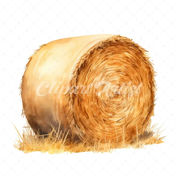 19 High-Quality Hay Bale Clipart - Hay bale digital watercolor JPG instant download for commercial use - Digital download