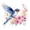 20 High-Quality Floral Swallow Clipart - Floral swallow digital watercolor JPG instant download for commercial use - Digital download