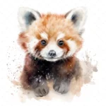 20 High-Quality Baby Red Panda Portrait Clipart - Baby panda digital watercolor JPG instant download for commercial use - Digital download