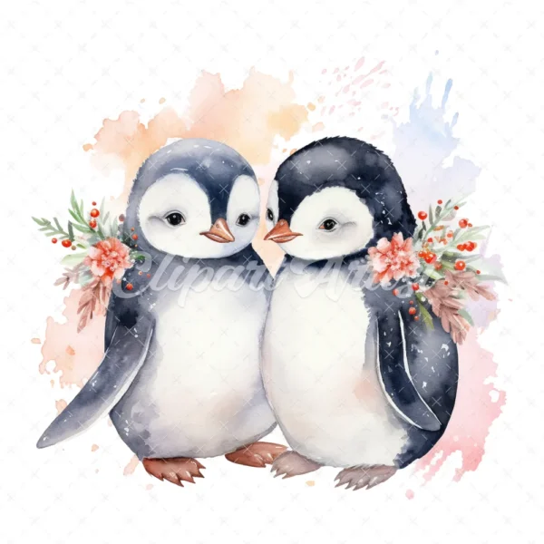 20 High-Quality Happy Penguin Friends Clipart - Penguin friend digital watercolor JPG instant download for commercial use - Digital download