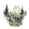 20 High-Quality Forest Grey Wolf Clipart - Forest grey wolf digital watercolor JPG instant download for commercial use - Digital download