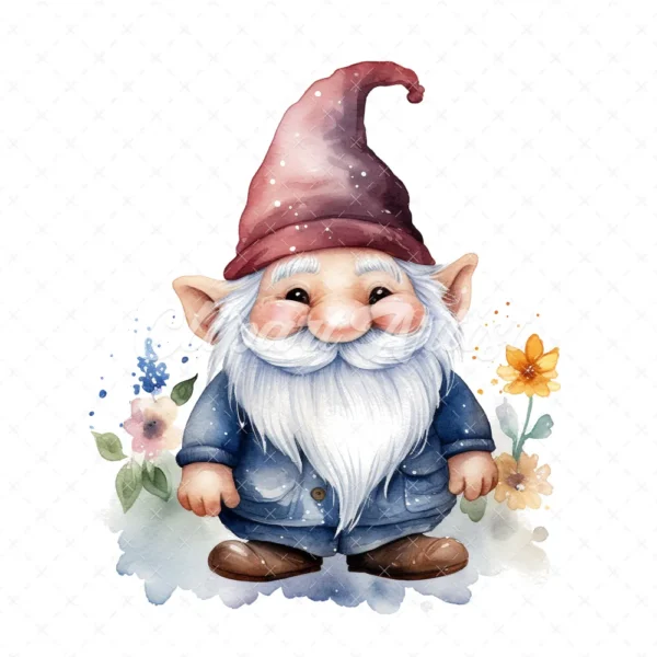20 High-Quality Happy Cute Gnome Clipart - Happy cute gnome digital watercolor JPG instant download for commercial use - Digital download