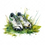 20 High-Quality Soccer Shoes in Grass Clipart - Soccer shoes digital watercolor JPG instant download for commercial use - Digital download