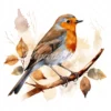 20 High-Quality Robin on Dry Leaf Clipart - Birds digital watercolor JPG instant download for commercial use - Digital download