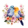 20 High-Quality Floral Love Birds Clipart - Floral love birds digital watercolor JPG instant download for commercial use - Digital download