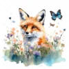 19 High-Quality Fox and Butterfly Clipart - Fox and butterfly digital watercolor JPG instant download for commercial use - Digital download