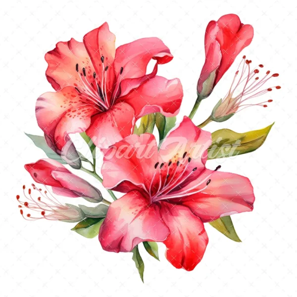 20 High-Quality Alstroemeria Clipart - Alstroemeria flower digital watercolor JPG instant download for commercial use - Digital download