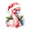 20 High-Quality Flamingo Santa Hat Clipart - Flamingo hat digital watercolor JPG instant download for commercial use - Digital download