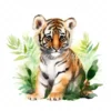 20 High-Quality Forest Tiger Cub Clipart - Forest tiger cub digital watercolor JPG instant download for commercial use - Digital download