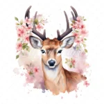 20 High-Quality Spring Deer Clipart - Spring deer digital watercolor JPG instant download for commercial use - Digital download