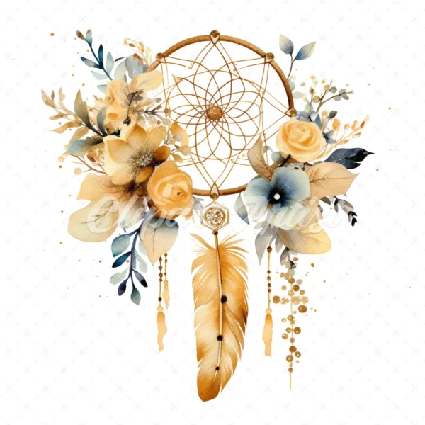 20 High-Quality Boho Dreamcatcher Clipart - Boho dreamcatcher digital watercolor JPG instant download for commercial use - Digital download