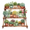 20 High-Quality Succulent Rack Clipart - Succulent rack digital watercolor JPG instant download for commercial use - Digital download