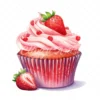 20 High-Quality Strawberry Cupcake Clipart - Cupcake digital watercolor JPG instant download for commercial use - Digital download