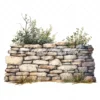 20 High-Quality Rustic Stone Wall Clipart - Rustic stone wall digital watercolor JPG instant download for commercial use - Digital download