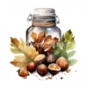 20 High-Quality Acorns Jar Clipart - Acorns jar digital watercolor JPG instant download for commercial use - Digital download