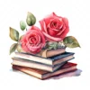20 High-Quality Rose Books Clipart - Rose books digital watercolor JPG instant download for commercial use - Digital download