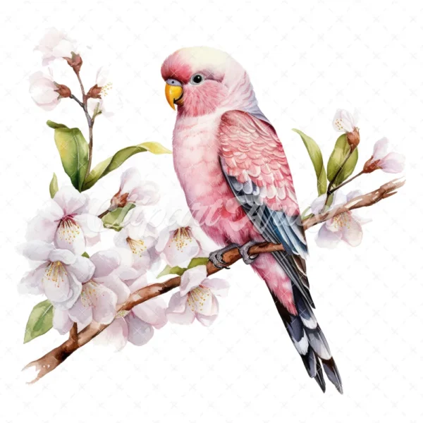 18 High-Quality Pink Bourke Parakeet Clipart - Pink parakeet digital watercolor JPG instant download for commercial use - Digital download