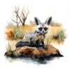 19 High-Quality Bat Eared Fox Clipart - Bat eared fox digital watercolor JPG instant download for commercial use - Digital download