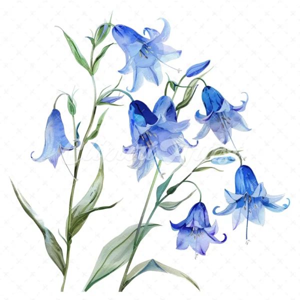 21 High-Quality Bluebells Clipart - Bluebells flowers digital watercolor JPG instant download for commercial use - Digital download