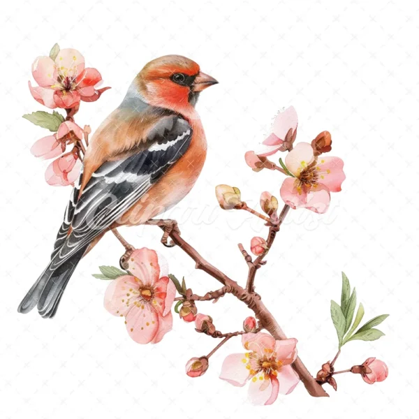 20 High-Quality Chaffinch Flower Clipart - Chaffinch flower digital watercolor JPG instant download for commercial use - Digital download