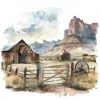 19 High-Quality Old West Clipart - Old west landscape digital watercolor JPG instant download for commercial use - Digital download