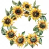 20 High-Quality Sunflowers Wreath Clipart - Sunflowers wreath digital watercolor JPG instant download for commercial use - Digital download