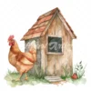 20 High-Quality Chicken Coop Clipart - Chicken coop digital watercolor JPG instant download for commercial use - Digital download