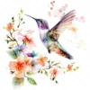 20 High-Quality Floral Hummingbird Clipart - Hummingbird digital watercolor JPG instant download for commercial use - Digital download