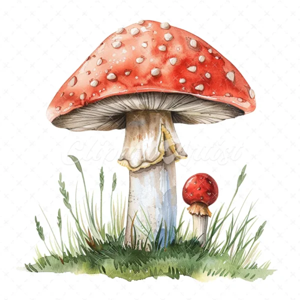 20 High-Quality Clipart - Toadstool digital watercolor JPG instant download for commercial use - Digital download