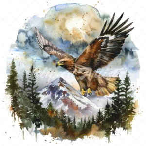 20 High-Quality Majestic Golden Eagle Clipart - Majestic eagle digital watercolor JPG instant download for commercial use - Digital download