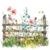 20 High-Quality Fence Wildflowers Clipart - Fence wildflowers digital watercolor JPG instant download for commercial use - Digital download