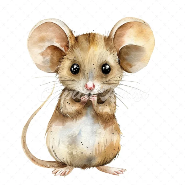 20 High-Quality Cute Mouse Clipart - Cute mouse digital watercolor JPG instant download for commercial use - Digital download