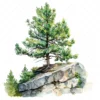 20 High-Quality Pine Trees on Cliff Clipart - Pine trees on cliff watercolor JPG instant download for commercial use - Digital download