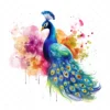 20 High-Quality Rainbow Peacock Clipart - Peacock digital watercolor JPG instant download for commercial use - Digital download