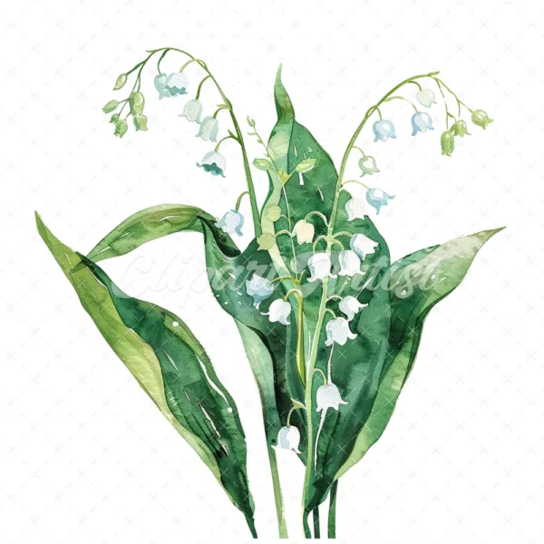 20 High-Quality Lily Of Valley Clipart - Lily of the valley digital watercolor JPG instant download for commercial use - Digital download