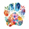 20 High-Quality Floral Paw Prints Clipart - Floral paw prints digital watercolor JPG instant download for commercial use - Digital download