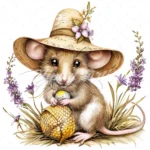 21 High-Quality Cute Spring Mouse with Ball Clipart -Cute mouse digital watercolor JPG instant download for commercial use -Digital download