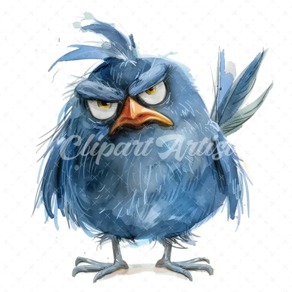 21 High-Quality Cute Grumpy Birds Clipart - Cute grumpy birds digital watercolor JPG instant download for commercial use - Digital download