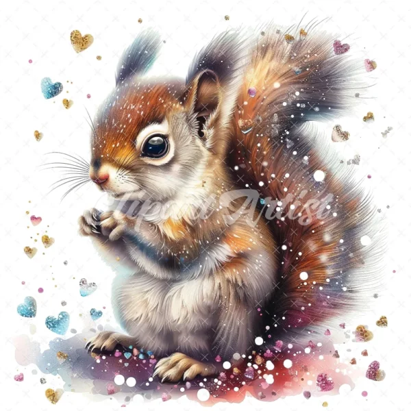 24 High-Quality Cute Baby Squirrel Clipart - Cute baby squirrel digital watercolor JPG instant download for commercial use -Digital download